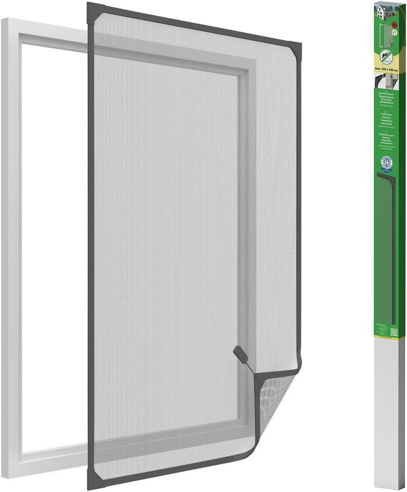 easylife Insektenschutz-Fensterrahmen Easylife PVC Magnetrahmen Fliegengitter Größe:120 x 140 cm,Anthrazit, (1-St)