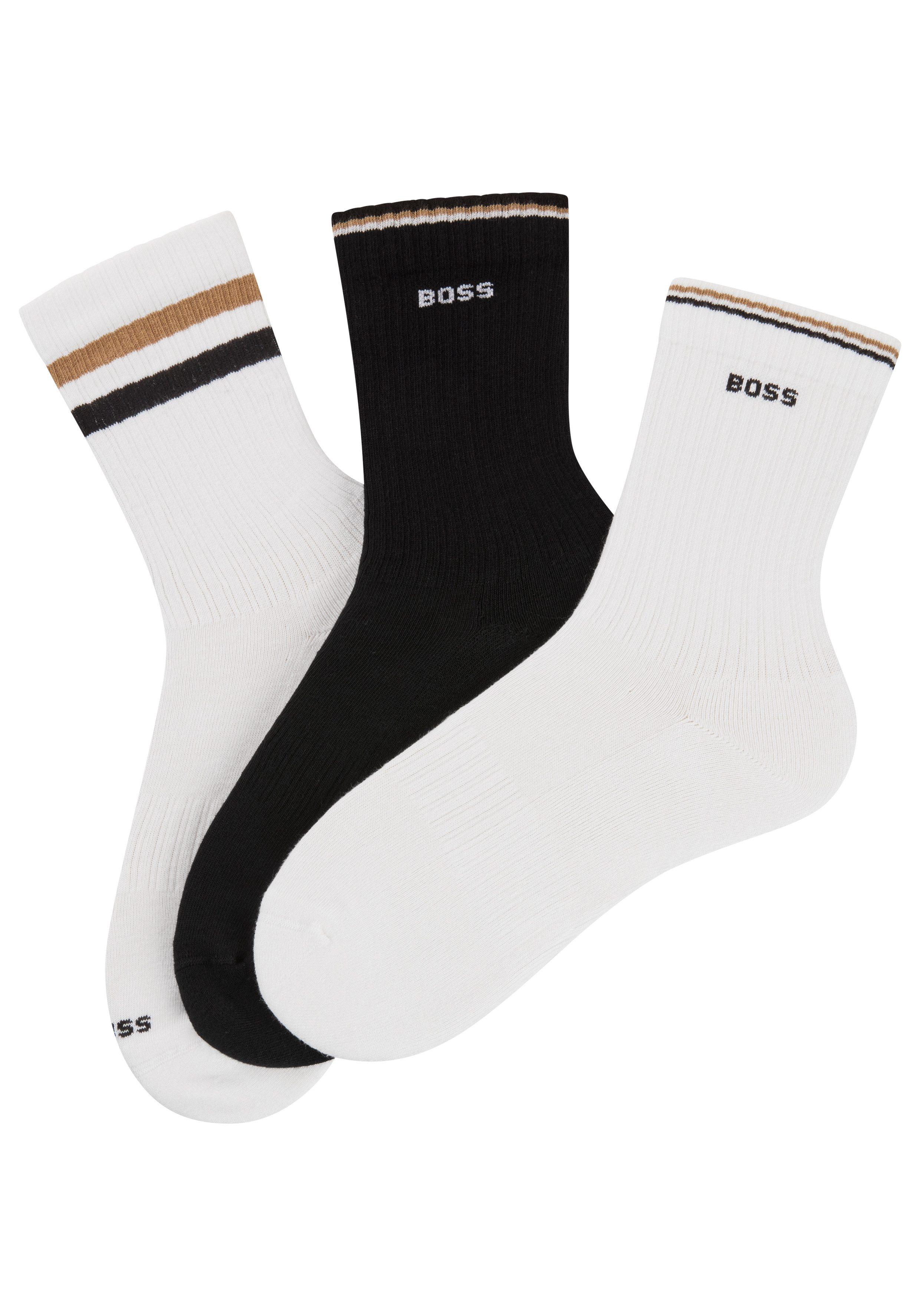 BOSS Socken 3P QS Rib Iconic VB (3-Paar) mit rippen und sportiven Streifen günstig online kaufen