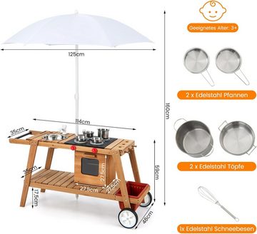 KOMFOTTEU Outdoor-Spielküche, mit Sonnenschirm, für Kinder ab 3 Jahren