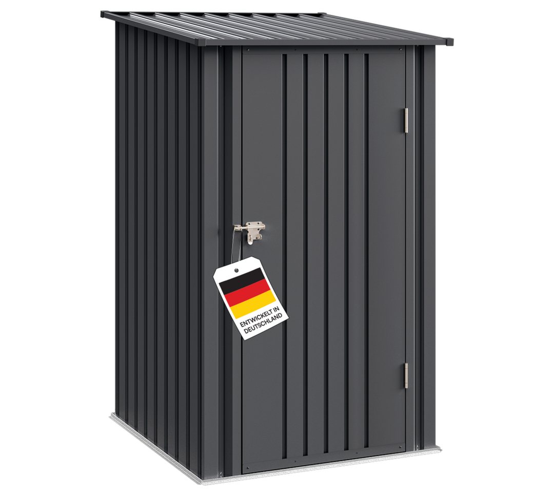STEELSØN Gerätehaus Timir aus Metall mit Pultdach, BxT: 100x103 cm, Geräteschuppen in Anthrazit, Gartenhaus wetterfest