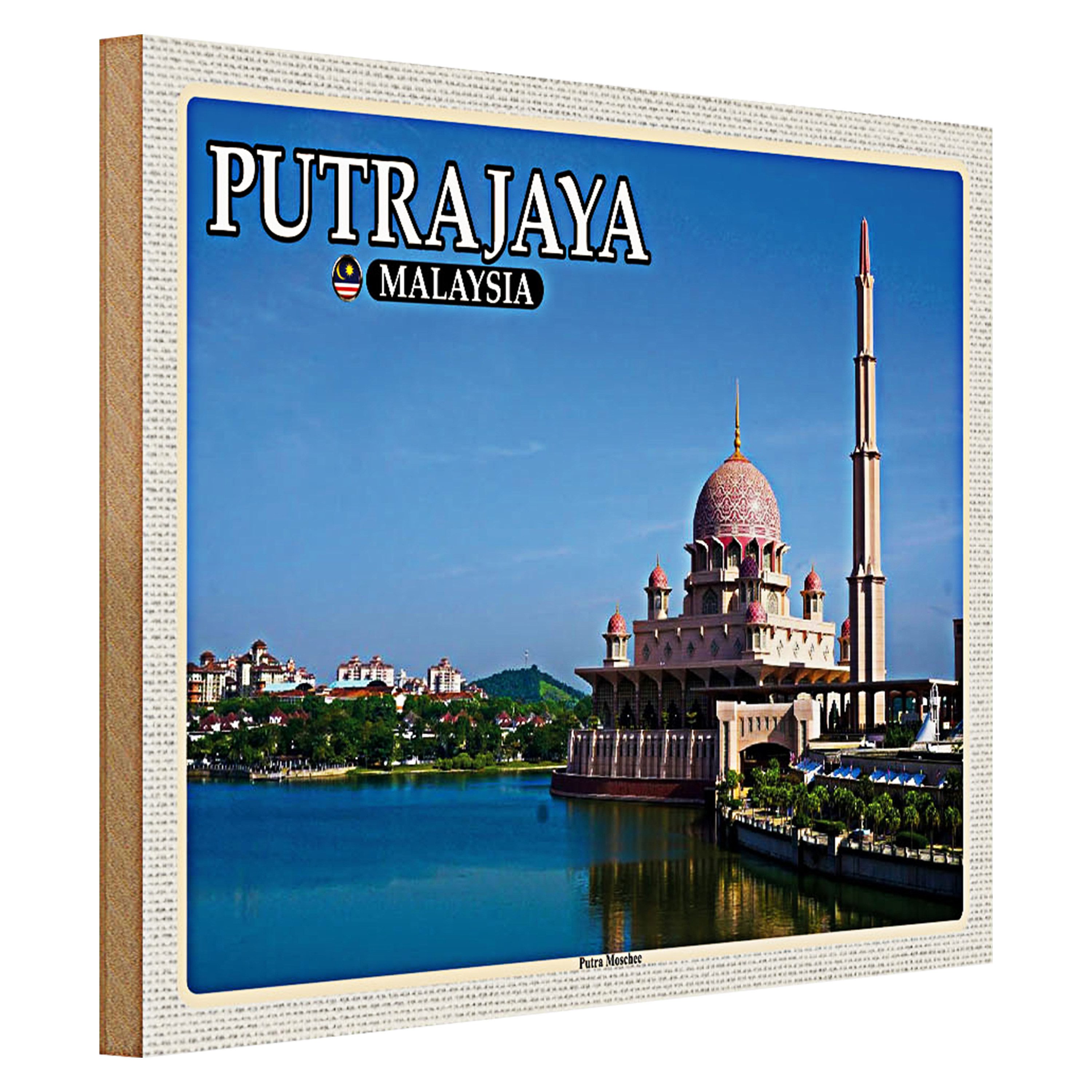 Roomando Holzbild Reise 40x30cm Putrajaya Malaysia Putra Moschee