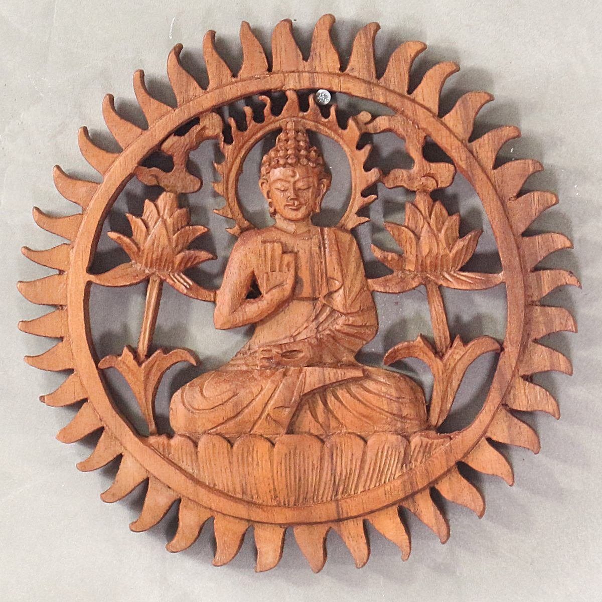 (1 Holz 20 St), Buddha Wandbild Buddha Oriental Handarbeit Relief Holzbild Galerie cm,