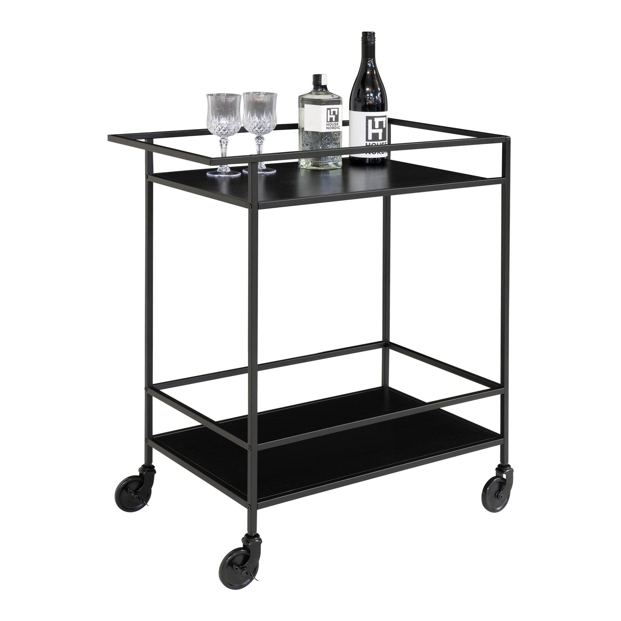 House Nordic Servierwagen Vita, in Schwarz, Melamin - 40x79x68cm (BxHxT)