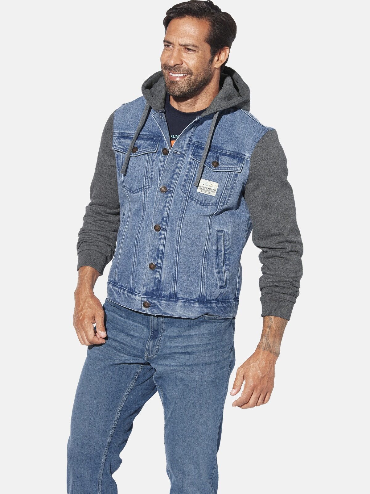 Jan Vanderstorm Jeansjacke INGMARK mit Kontrast-Kapuze günstig online kaufen