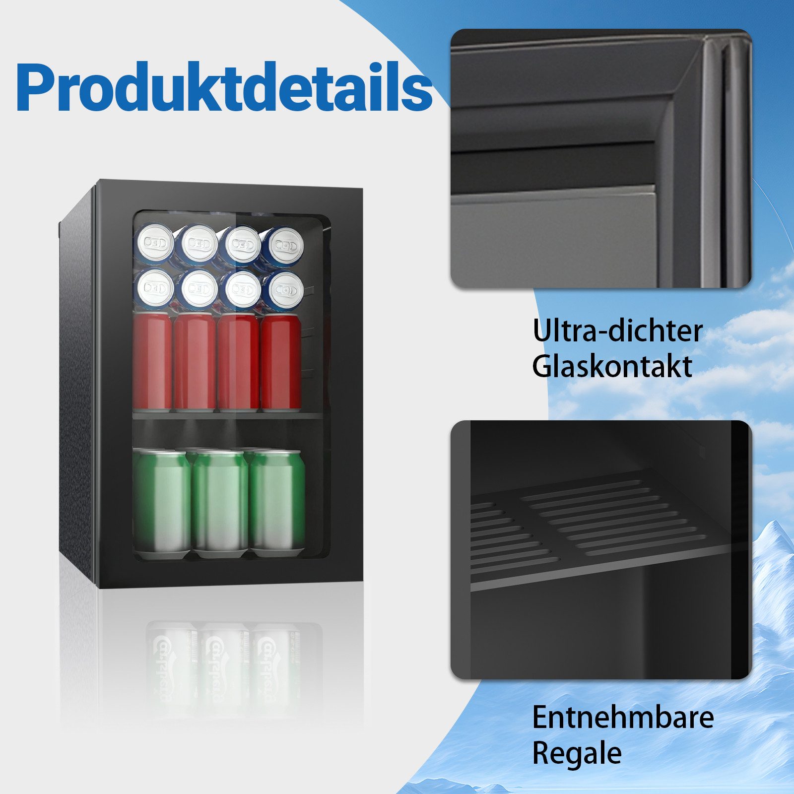DollarDash Getränkekühlschrank JC-18-F, 42 cm hoch, 28 cm breit, Leiser 36dB Mini-Kühlschrank für Home Bar, Party & Büro – Bild 4 von 5
