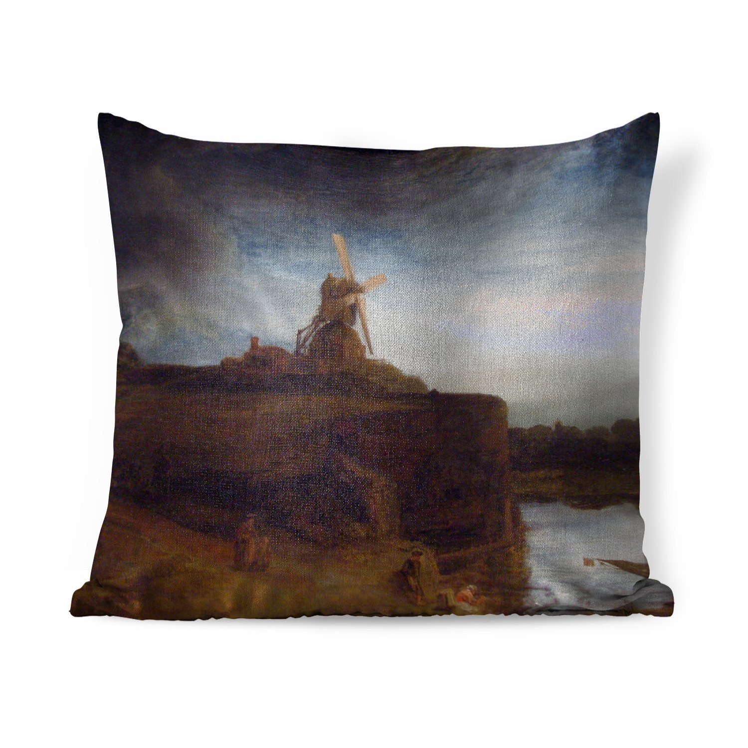 Schlafzimmer, von Wohzimmer, Gemälde Deko, Füllung Rijn, mit Die Dekokissen - Zierkissen Sofakissen für Rembrandt van MuchoWow Mühle