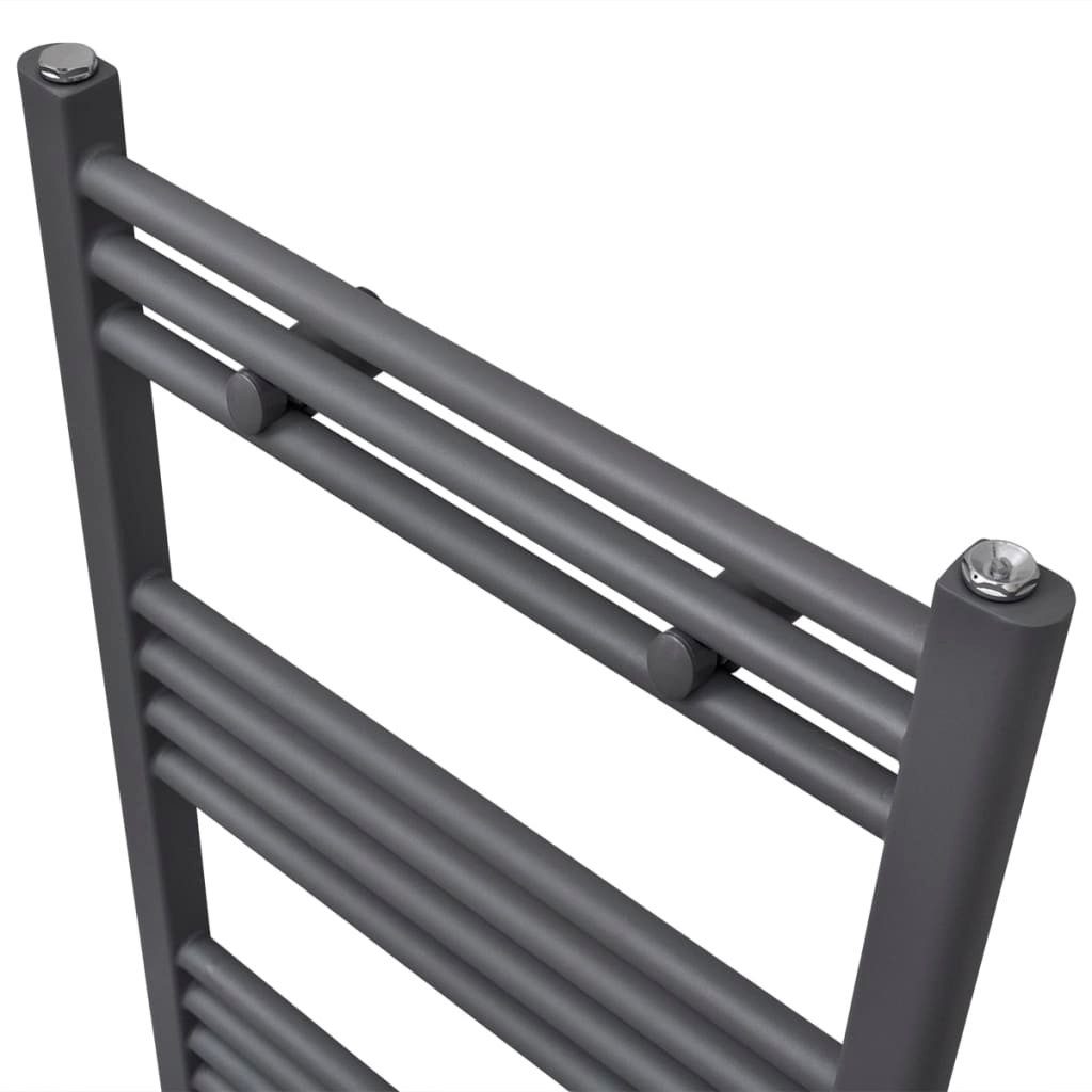 vidaXL Heizkörper Handtuchheizkörper Warmwasser Gerade Grau 600x1160 mm