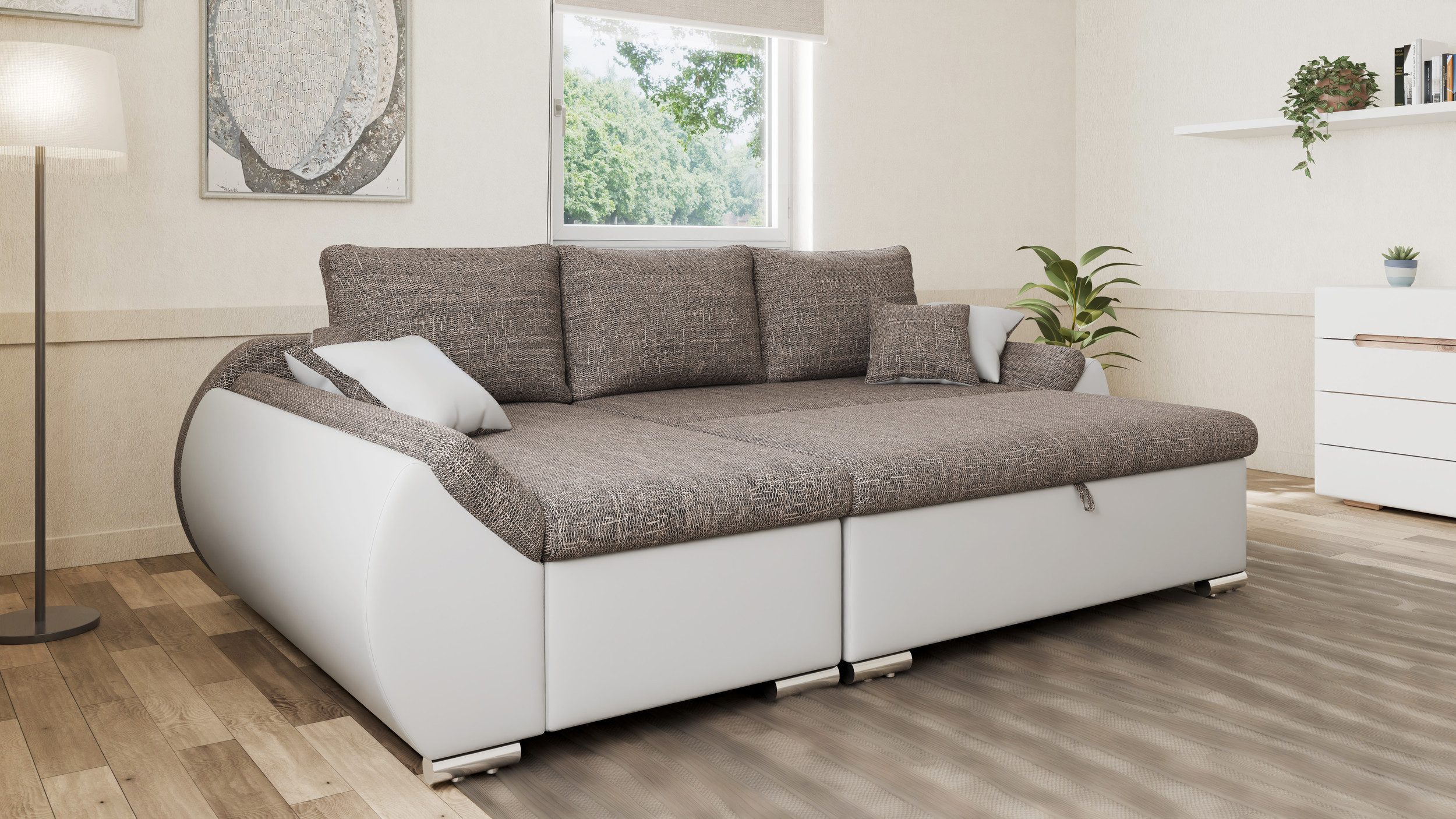 MOEBLO Ecksofa ALEX, L-Form mit Hocker günstig online kaufen