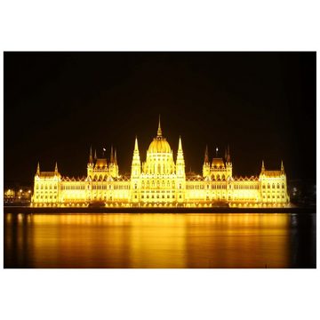 wandmotiv24 Leinwandbild Budapest bei Nacht, Städte (1 St), Wandbild, Wanddeko, Leinwandbilder in versch. Größen
