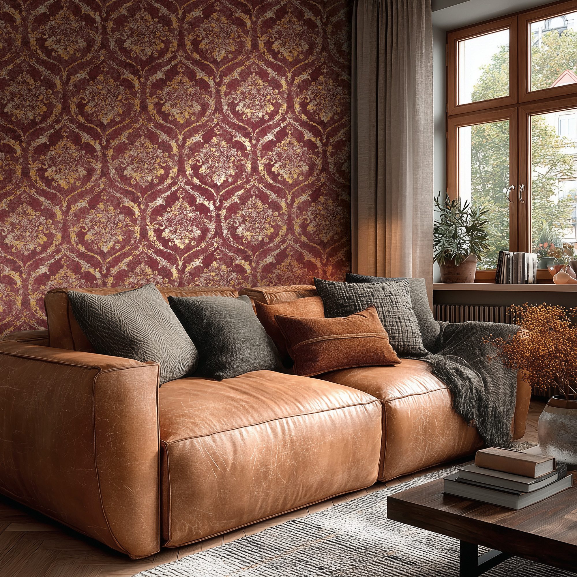 living walls Vliestapete Vibes & Styles Davide – Maison Du Temps Vliestapete, leicht strukturiert, ornamental, (1 St), Elegantes Ornamentdesign mit Vintage-Charakter und edlem Glanzeffekt