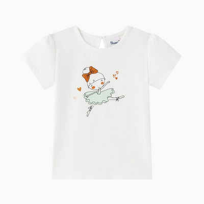 suebidou Print-Shirt Mädchen Sommer T-Shirt mit Puffärmeln und Ballerina Print
