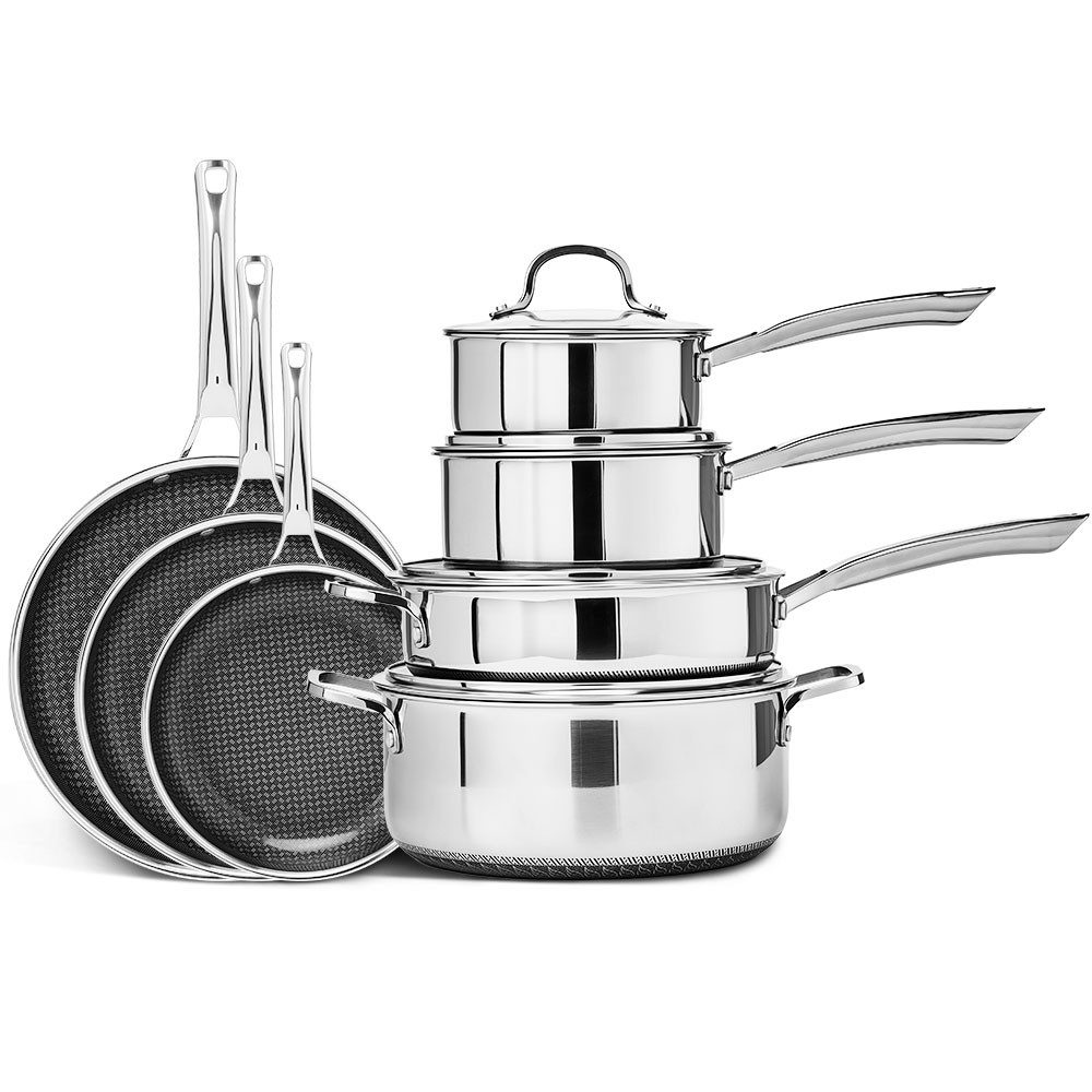 LALAHO Topf-Set 7-Teiliges Edelstahl-Kochgeschirr-Set, (Edelstahl-Kochgeschirr-Set), Es ist aus Edelstahl gefertigt und spülmaschinenfest.