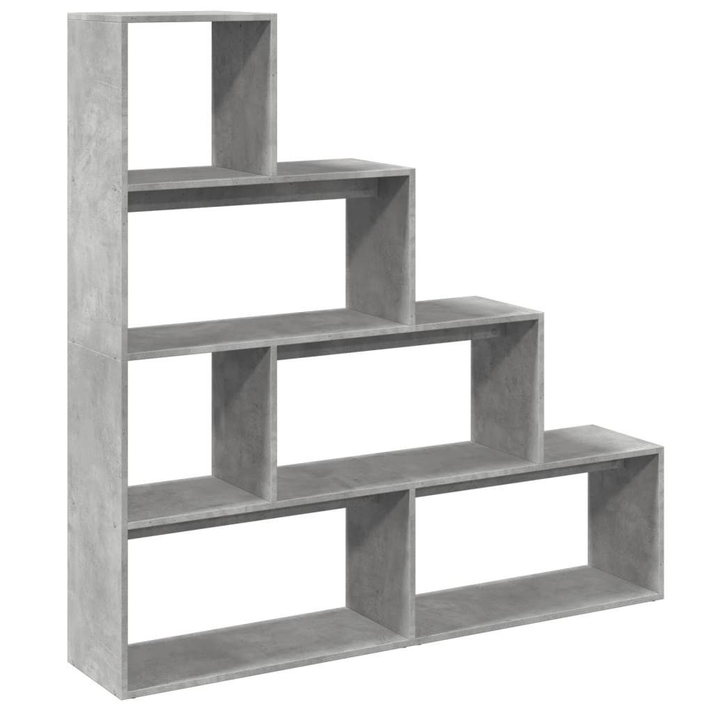 vidaXL Bücherregal Raumteiler-Bücherregal 4 Etagen Betongrau 143,5x29x143,5 cm, 1-tlg.