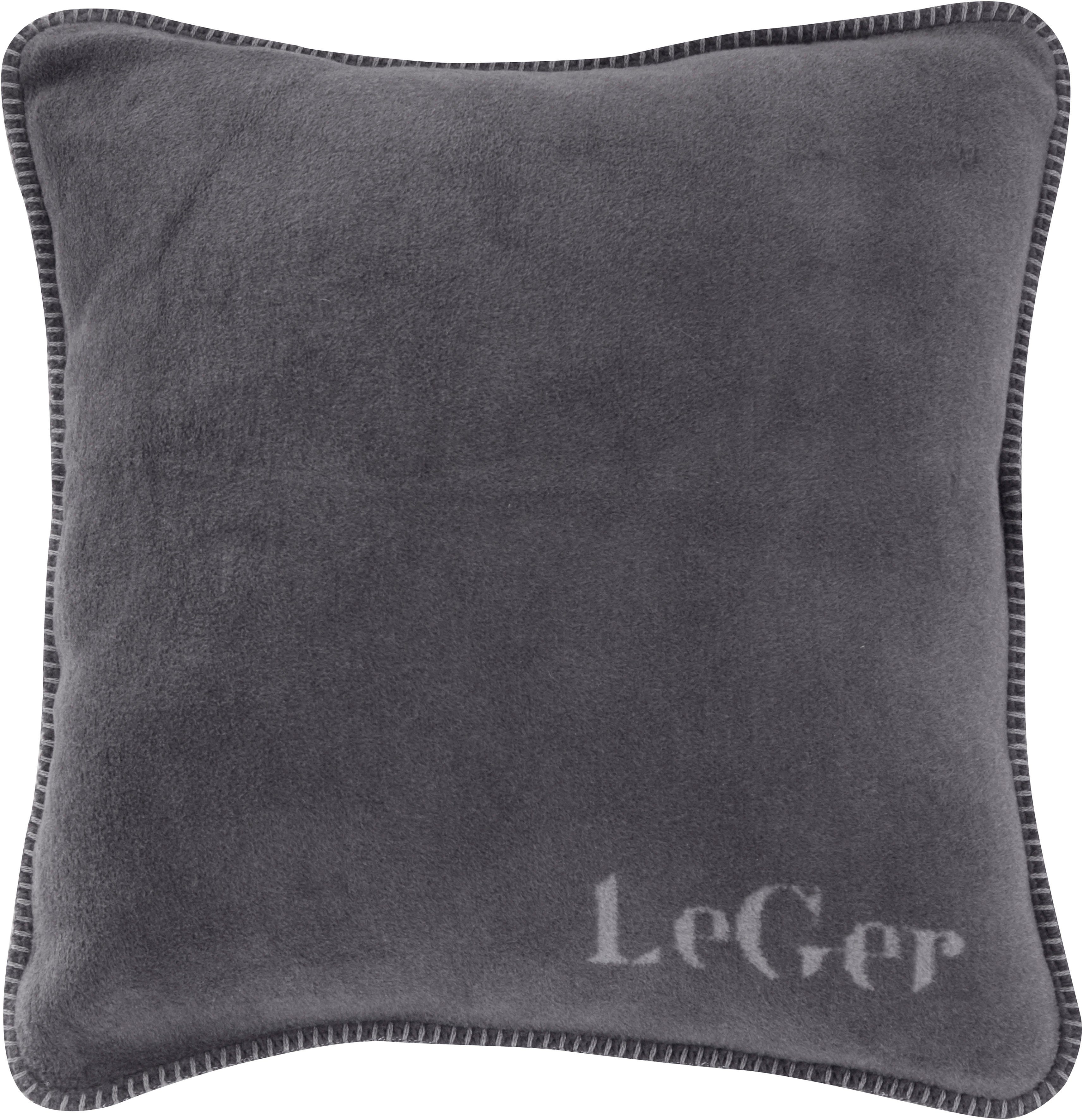 LeGer Home by cm 1 Dekokissen Anisa, Stück Schriftzug, Gercke Kissenhülle 50x50 Lena grau mit ohne modernem Füllung