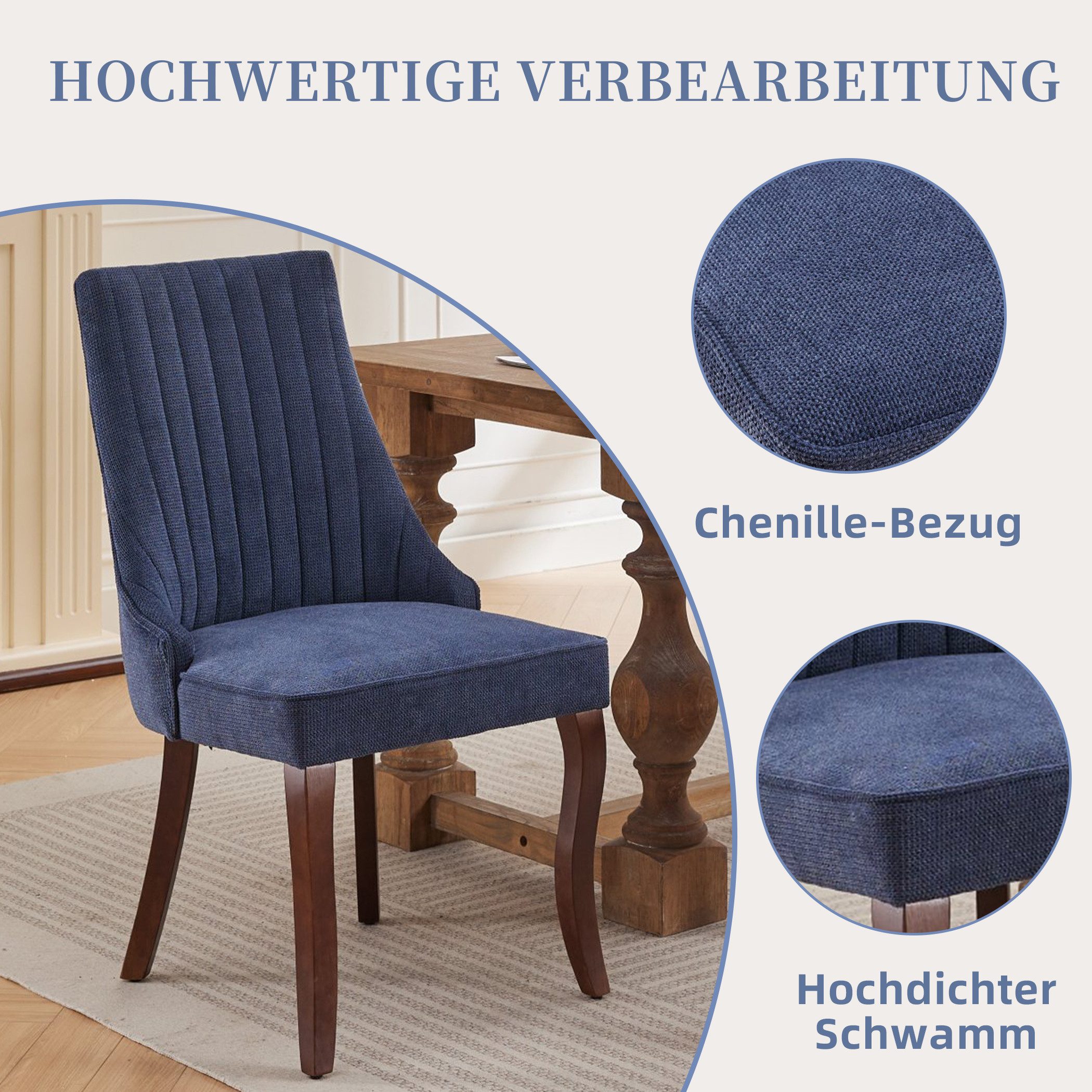 SeedWave Esszimmerstuhl Chenille 2er-Set Küchenstuhl, 4 günstig online kaufen