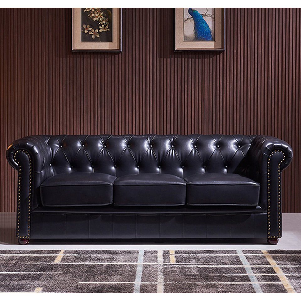 Sofagarnitur Chesterfield Design, Polster Sofa Europe Wohnzimmer in Couch 3+2+1 JVmoebel Made