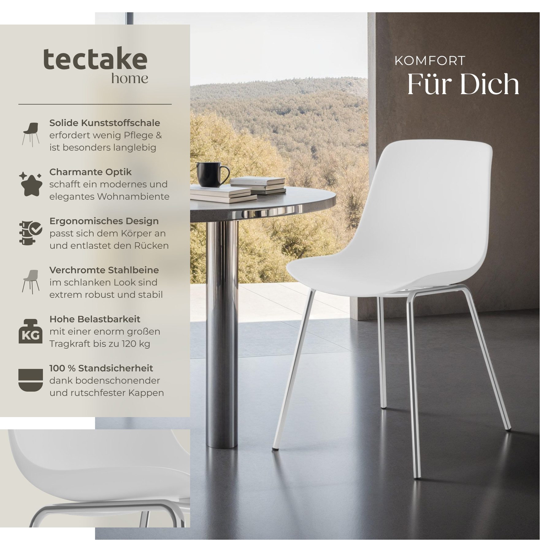 tectake Esszimmerstuhl Kunststoffstühle Mave, ergonomisch, Belastbarkeit 12 günstig online kaufen