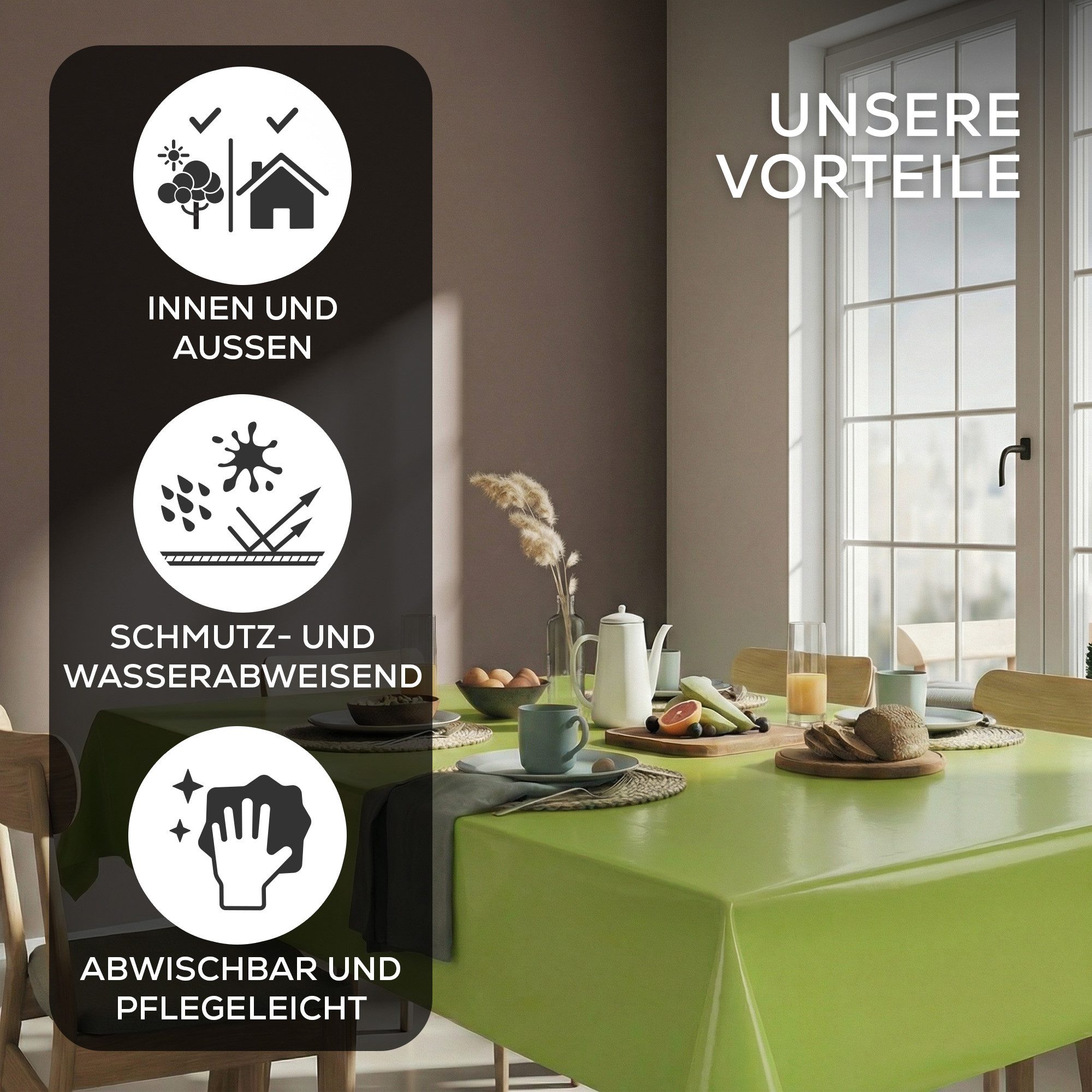 Beautex Tischdecke Uni Wachstuchtischdecke OVAL RUND ECKIG, Wachstuch abwis günstig online kaufen