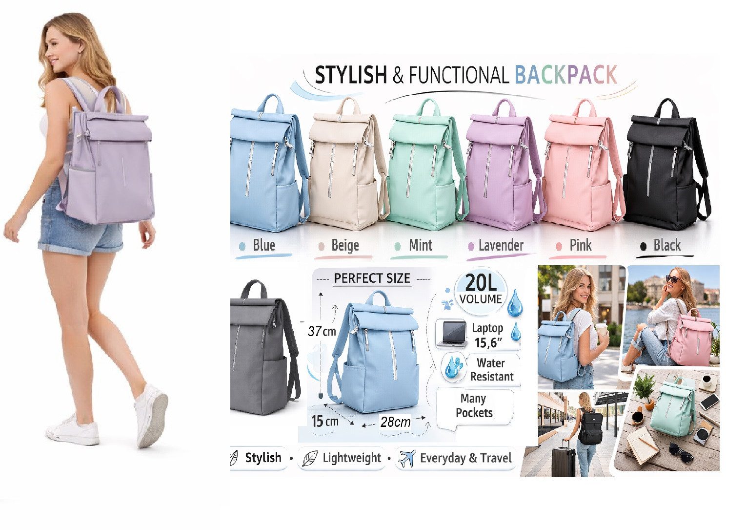 Antonio Freizeitrucksack Antonio Urban Line Rucksack extra leicht 600 g modischer