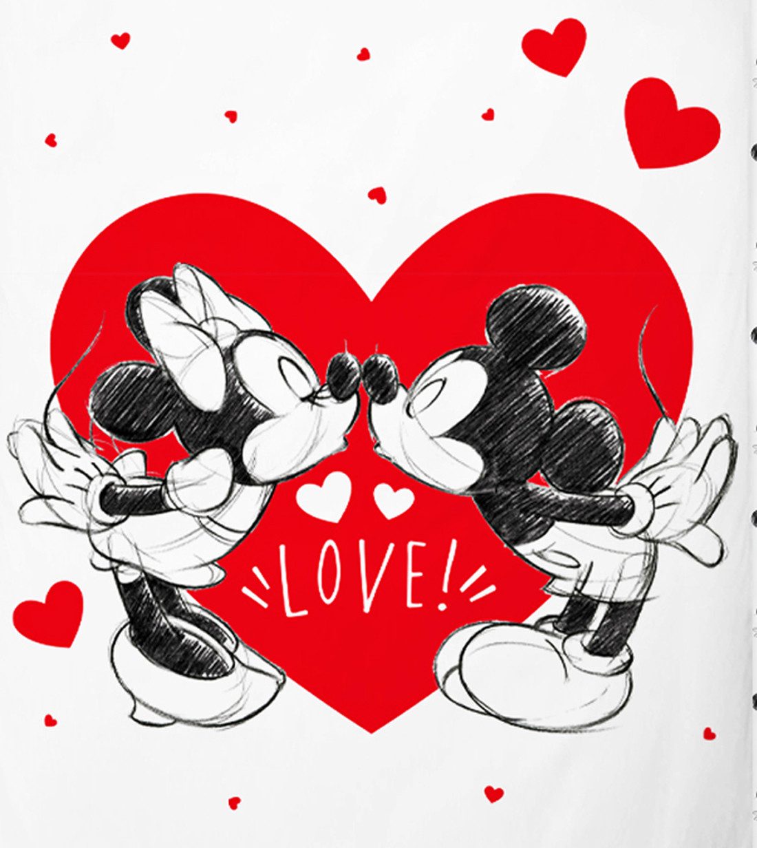 Disney Wendebettwäsche Mickey Mouse Disney rotes Herz 135x200cm, Renforcé, 2 teilig, Love, Herzen, Liebe, Wendebettwäsche