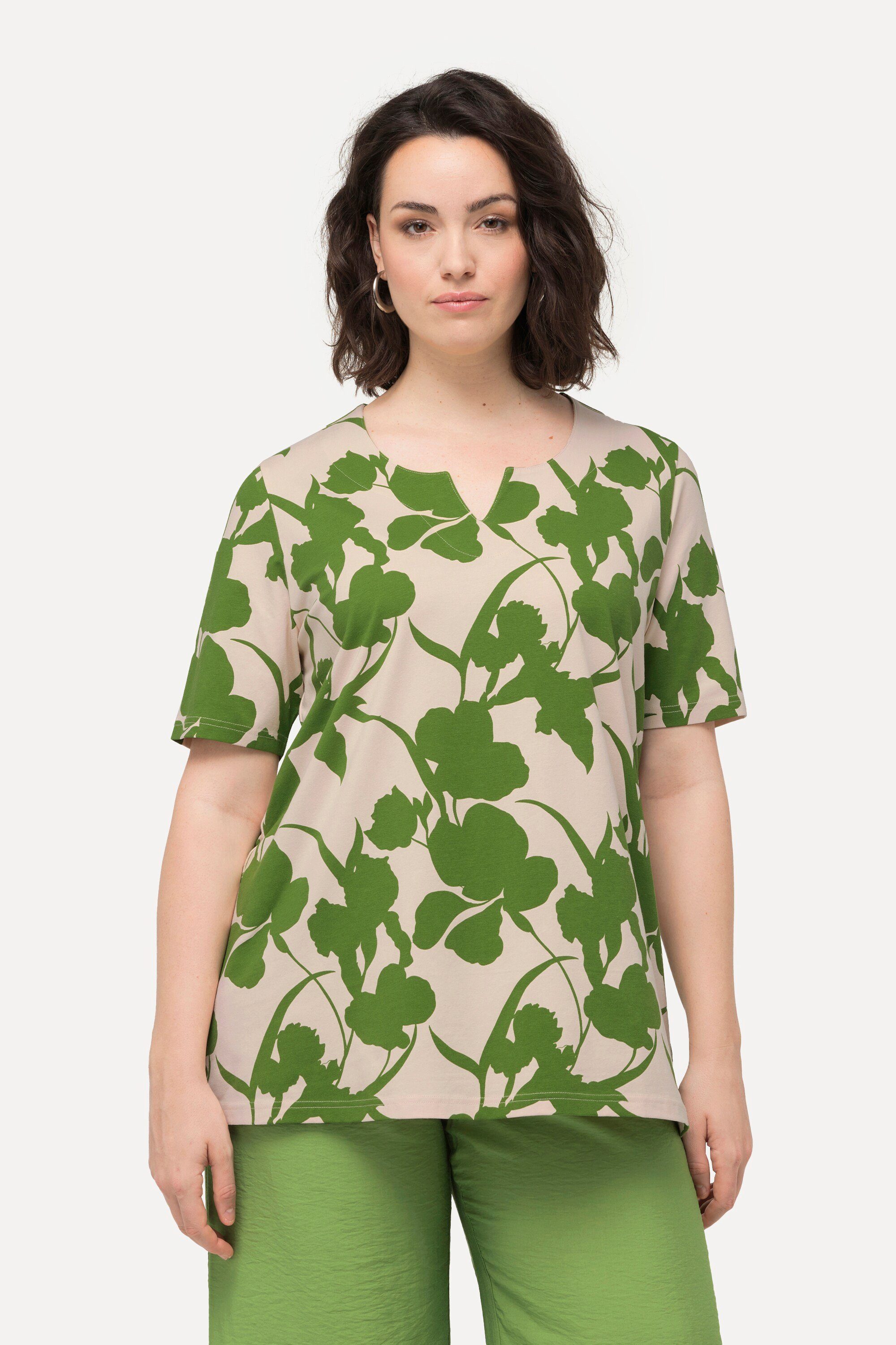 Ulla Popken T-Shirt Tunika-Shirt Blüten A-Linie günstig online kaufen