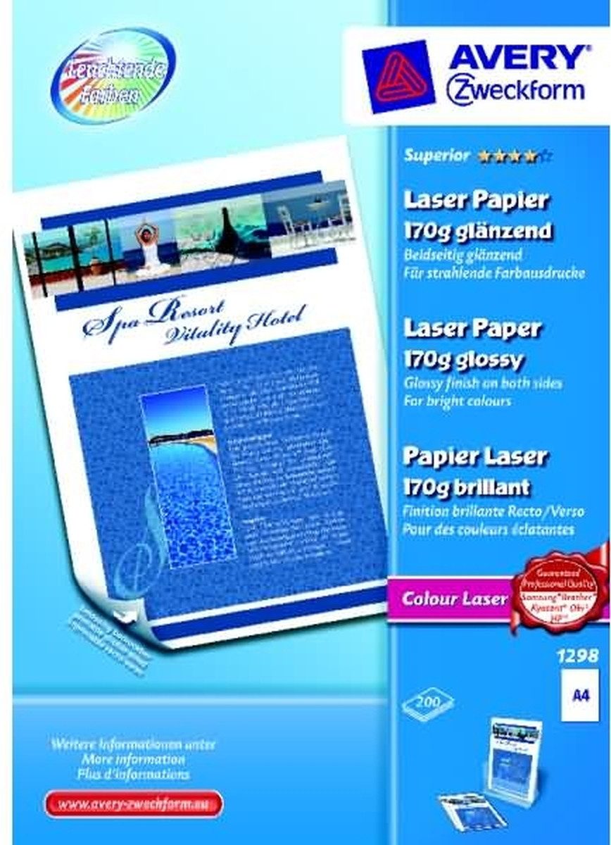 Avery Zweckform Laser-Druckerpapier Цветная копировальная бумага Superior A4 beidseitig beschichtet glänzend 170 g/qm 2