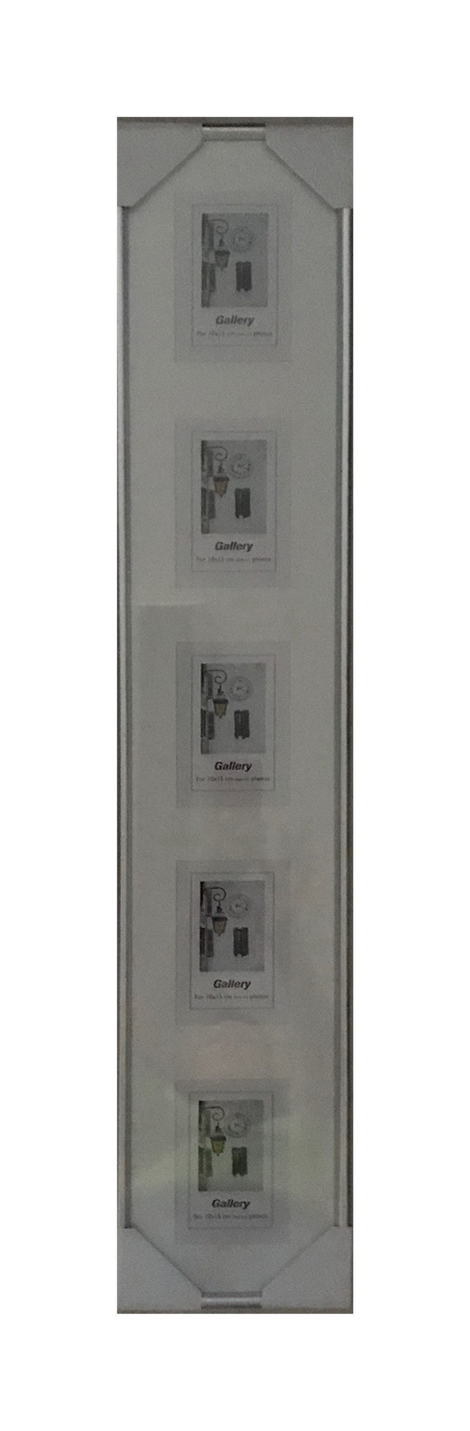 Oslo MasterLine Galerierahmen Collagerahmen 18 x 99 cm Kunststoff mit Passepartout 5 A 10 x 15 cm, silber, Rahmen mit Glasscheibe und Passepartout Fotorahmen