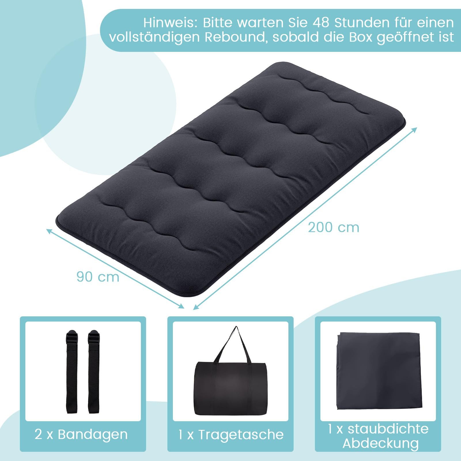 Futonmatratze, COSTWAY, 10 cm hoch, Futon Matratze, Tatami-Matte, Klappmatratze, 90x200cm