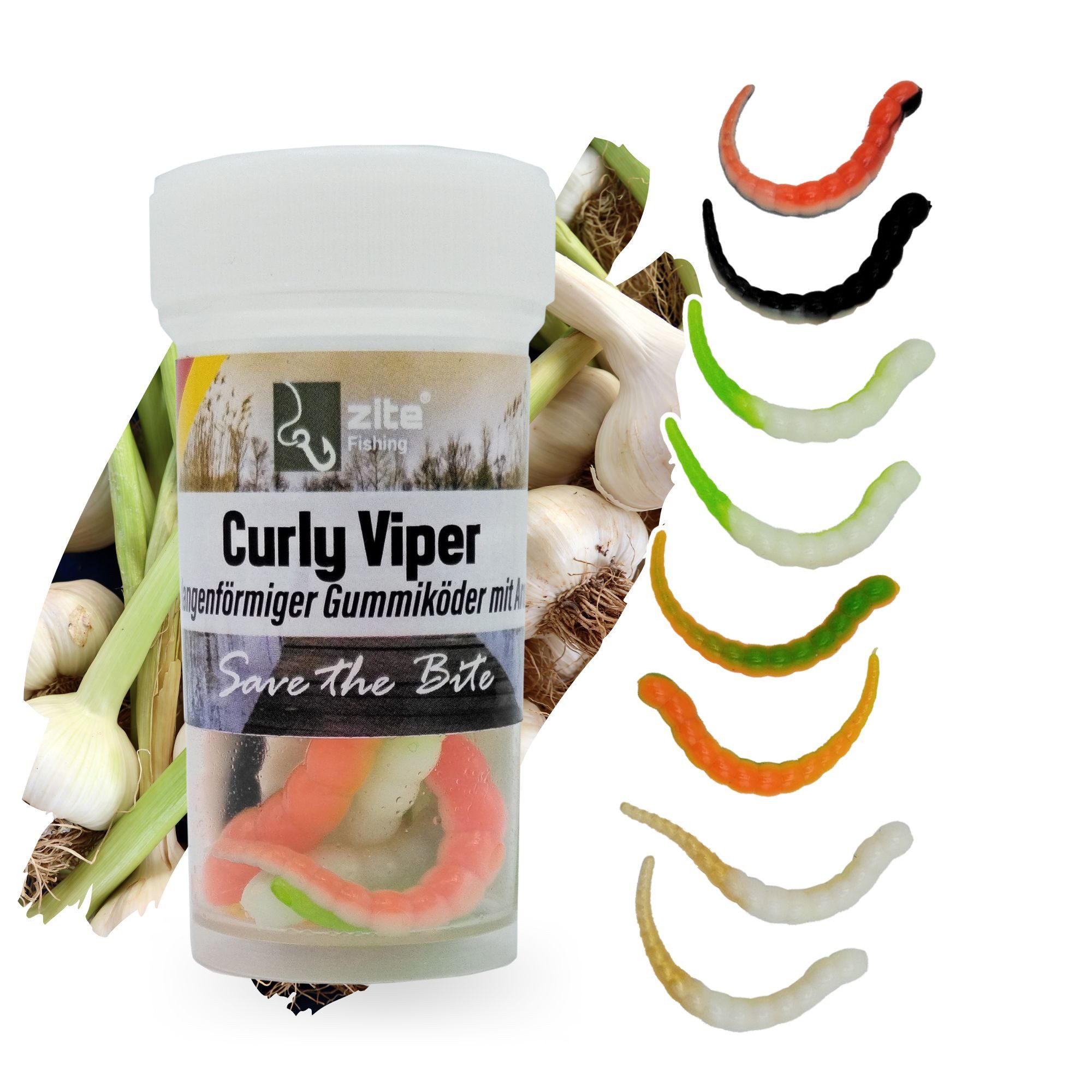 Kunstköder Curly Viper Allround, Schock, Natur Mix 6,5cm Gummiköder Forelle 8 St.