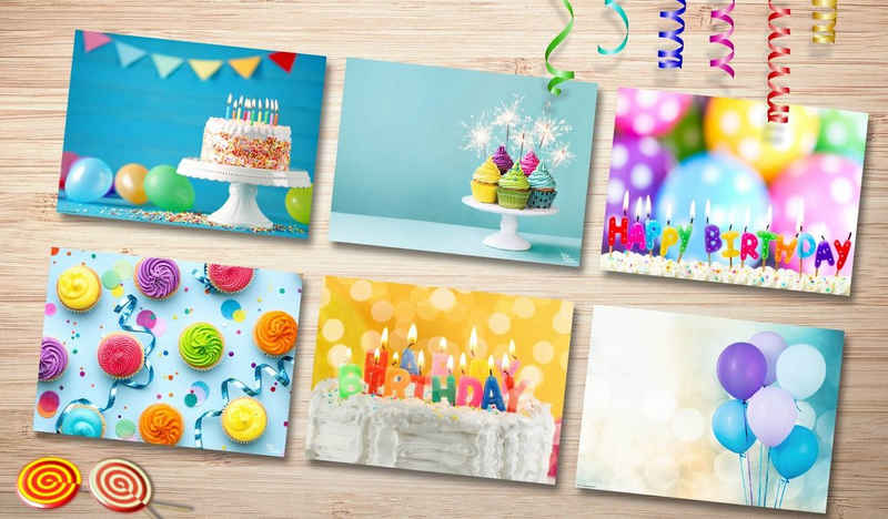 Platzset, Tischsets I Platzsets - Geburtstags Mix Happy Birthday - 6 Motive à 2 Stück aus hochwertigem Papier 44 x 32 cm, Tischsetmacher, (12-St)