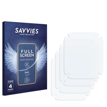 Savvies Full-Cover Schutzfolie für Apple Watch SE (44 mm), Displayschutzfolie, 4 Stück, 3D Curved klar