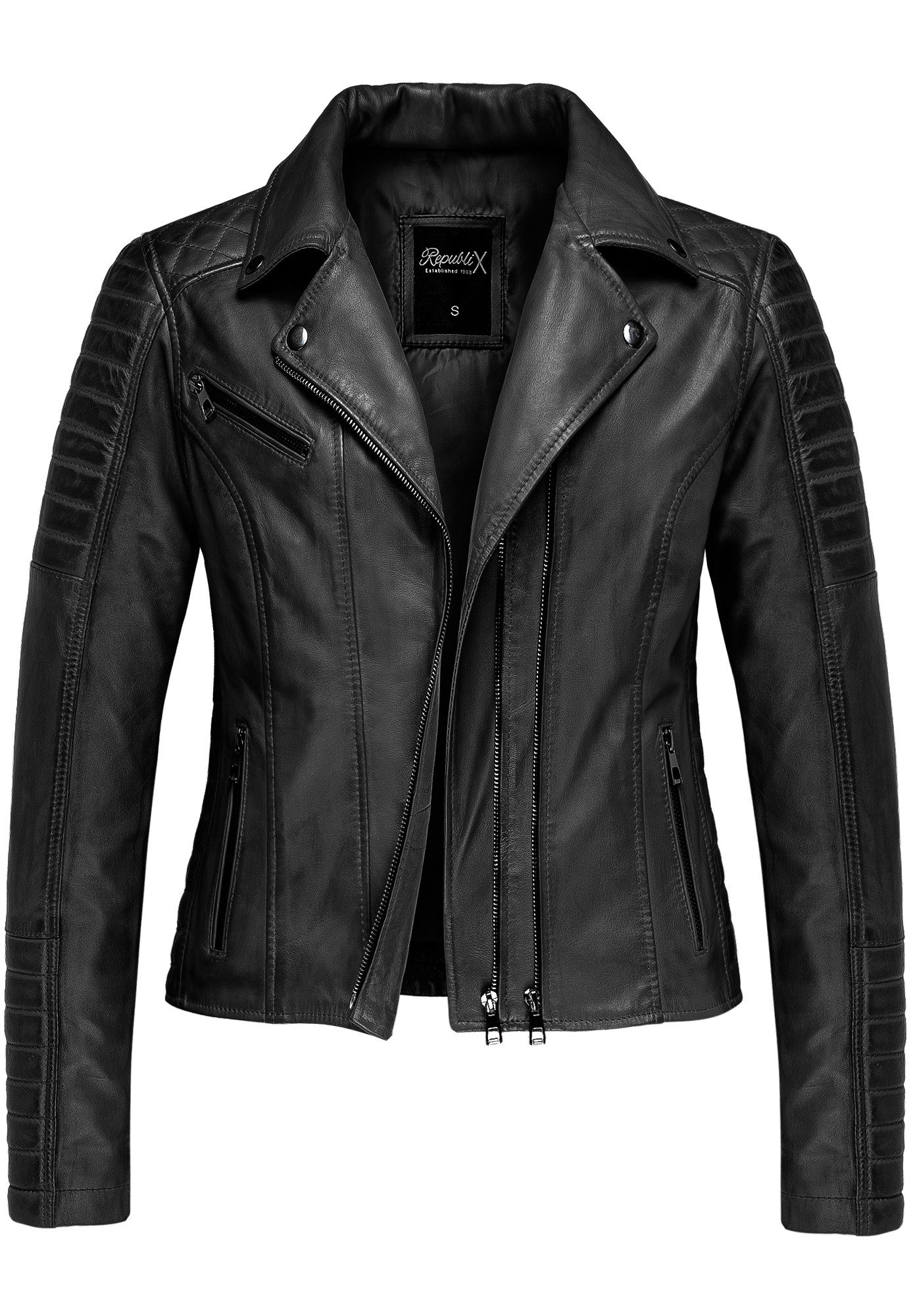 REPUBLIX Lederjacke XIMENA Echtleder Damen Biker Zipper Jacke