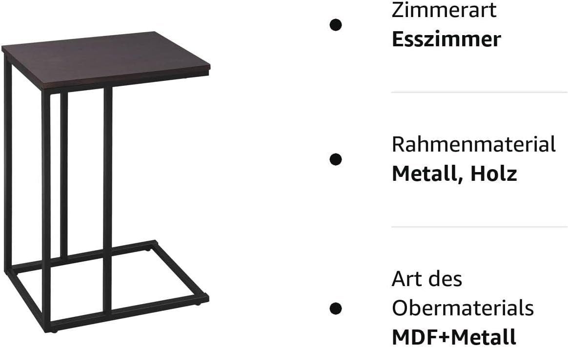 Schwarz MDF aus Metall Tischplatte | Beistelltisch Gestell (1-St), Dunkelbuche aus Sofatisch Woltu
