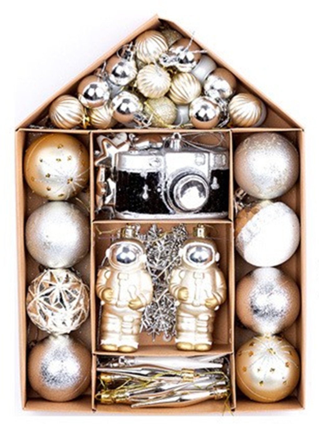 XDeer Weihnachtsbaumkugel Weihnachtsdeko Set,70 Stk Dekroset,Kunststoff Christbaumkugeln, Weihnachtsbaumsdekor Plastik Weihnachtsbaumschmuck mit Aufhänger