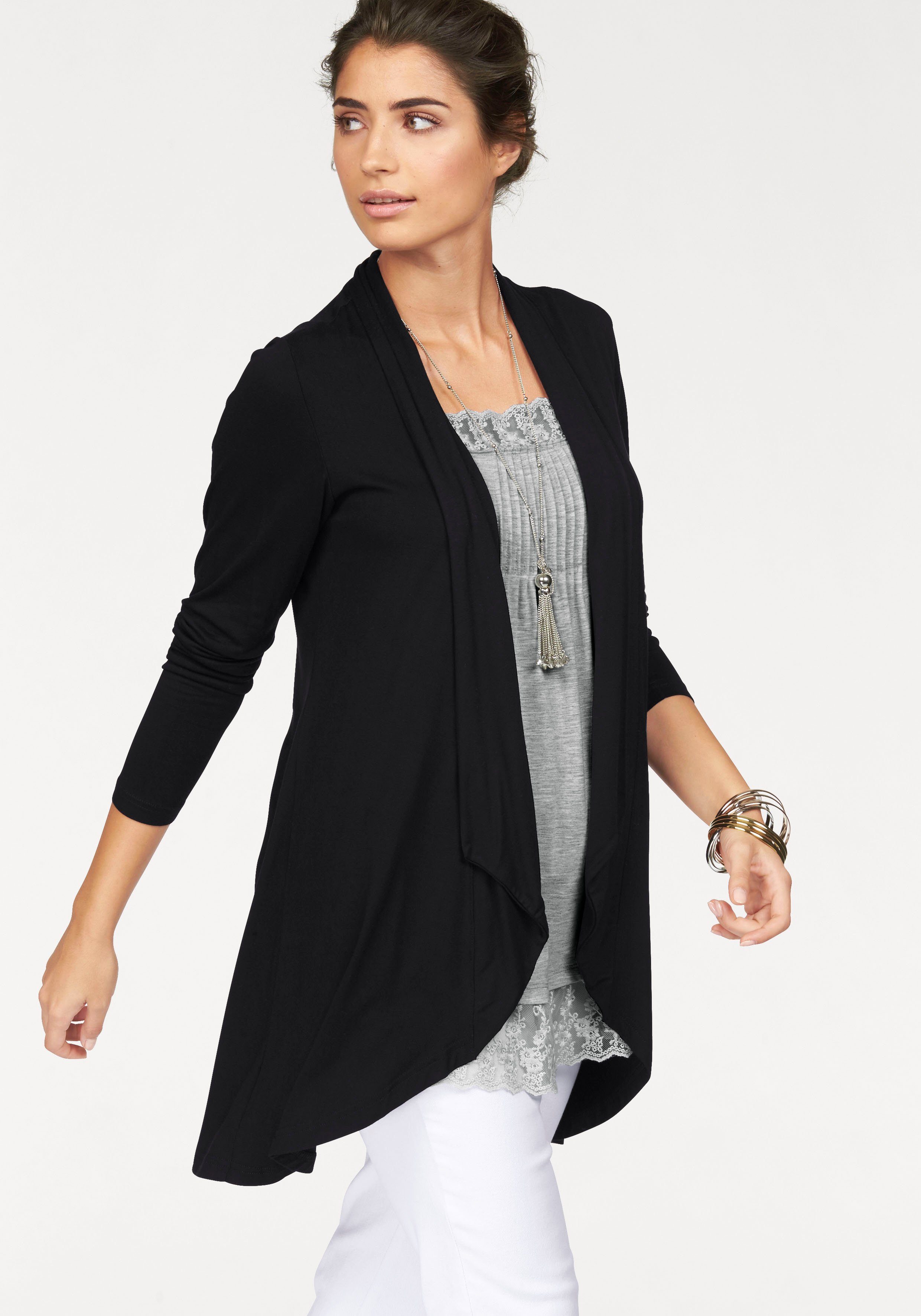 Boysen's Shirtjacke Langarm, mit Schalkragen, aus elastischem Jersey