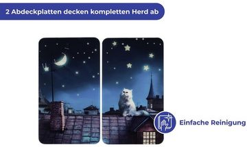 Maximex Herd-Abdeckplatte Moon Cat, Glas, (Set, 2 tlg), für alle Herdarten, 52x30 cm