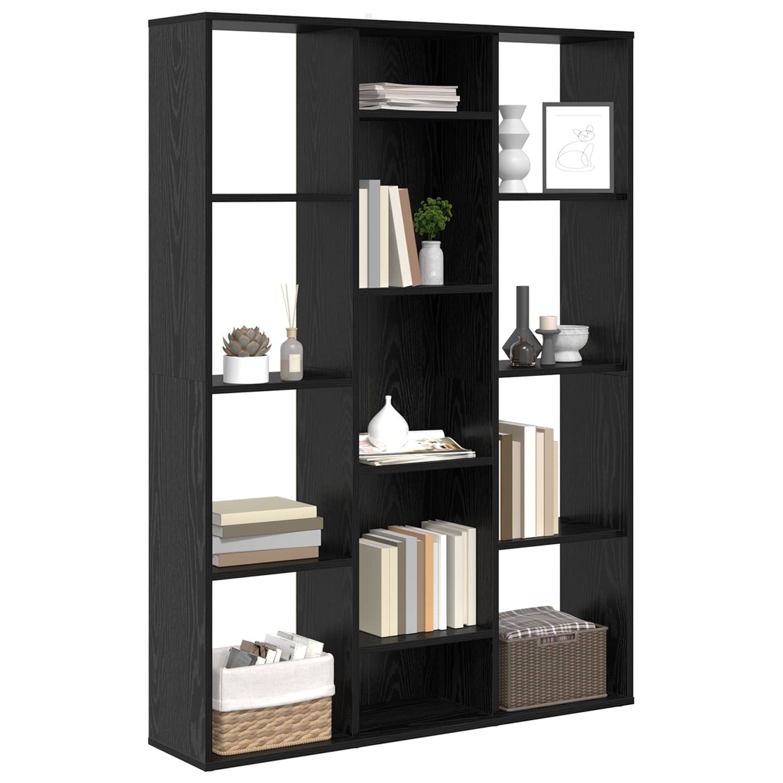 vidaXL Raumteiler Raumteiler Schwarz Eichen-Optik 100 x 24 x 140 cm Holzwerkstoff, 1-tlg. – Bild 3 von 5