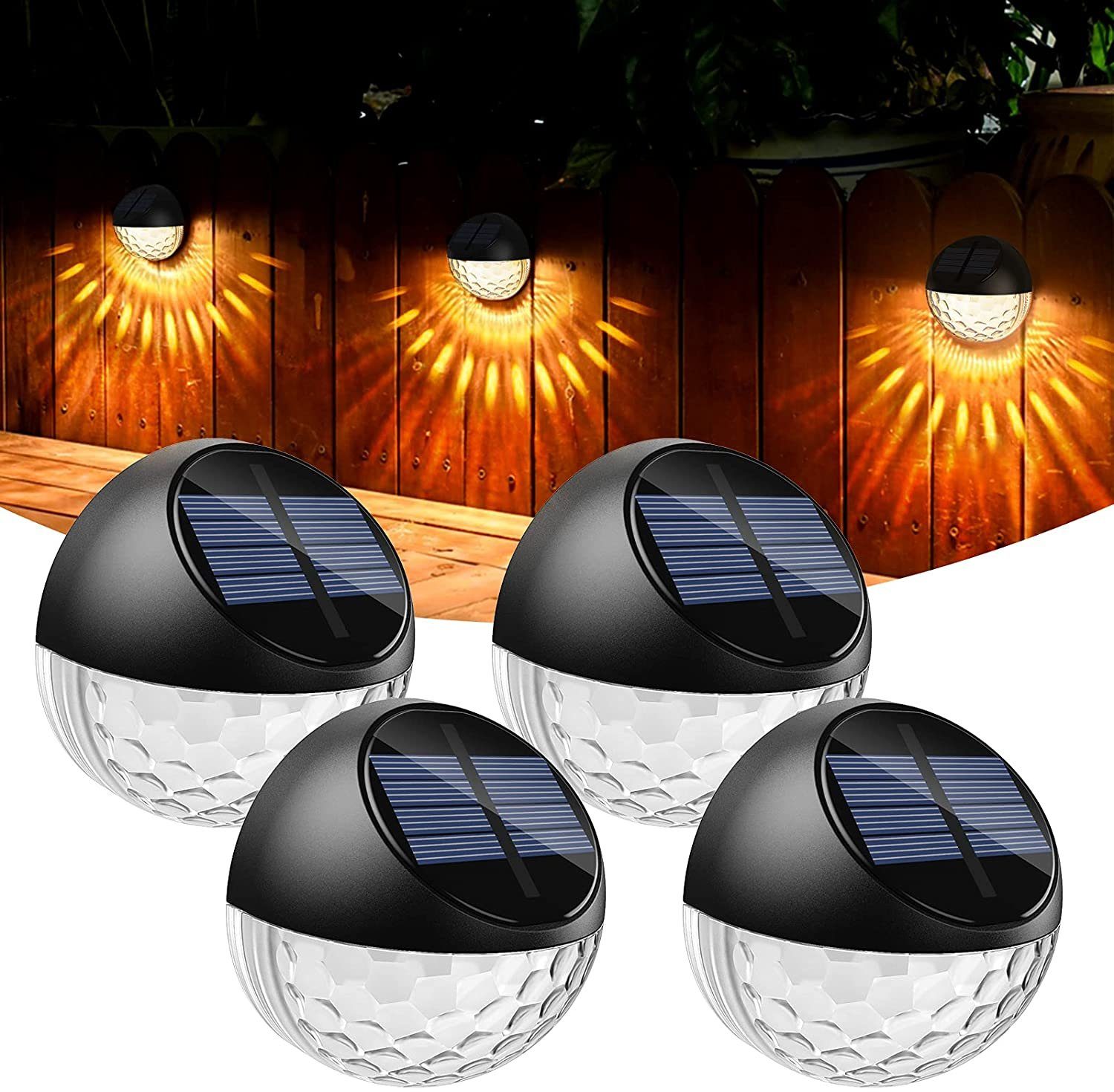 4er Solar Gartenleuchte wasserdicht Solarlampe für Außen LED Kugel mit Erdspieß.