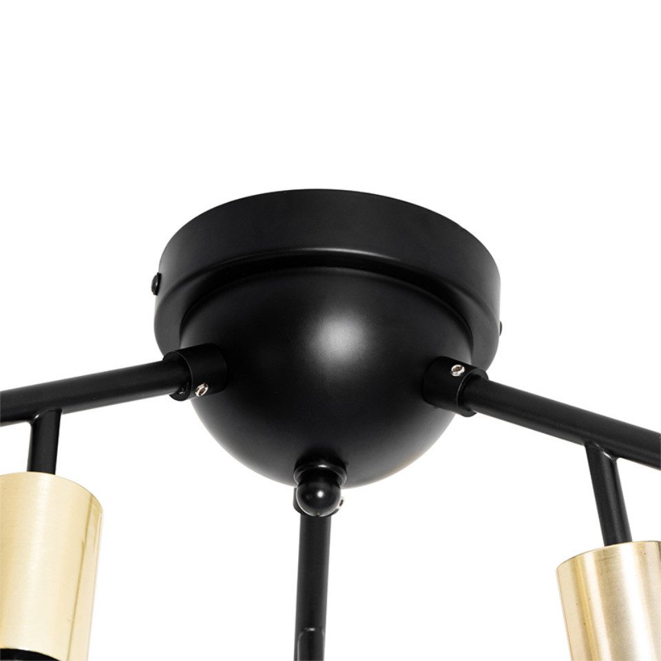 Qazqa Deckenleuchte Juul, ohne Leuchtmittel, E27, Schwarz, Design, Stahl, 12-flammig