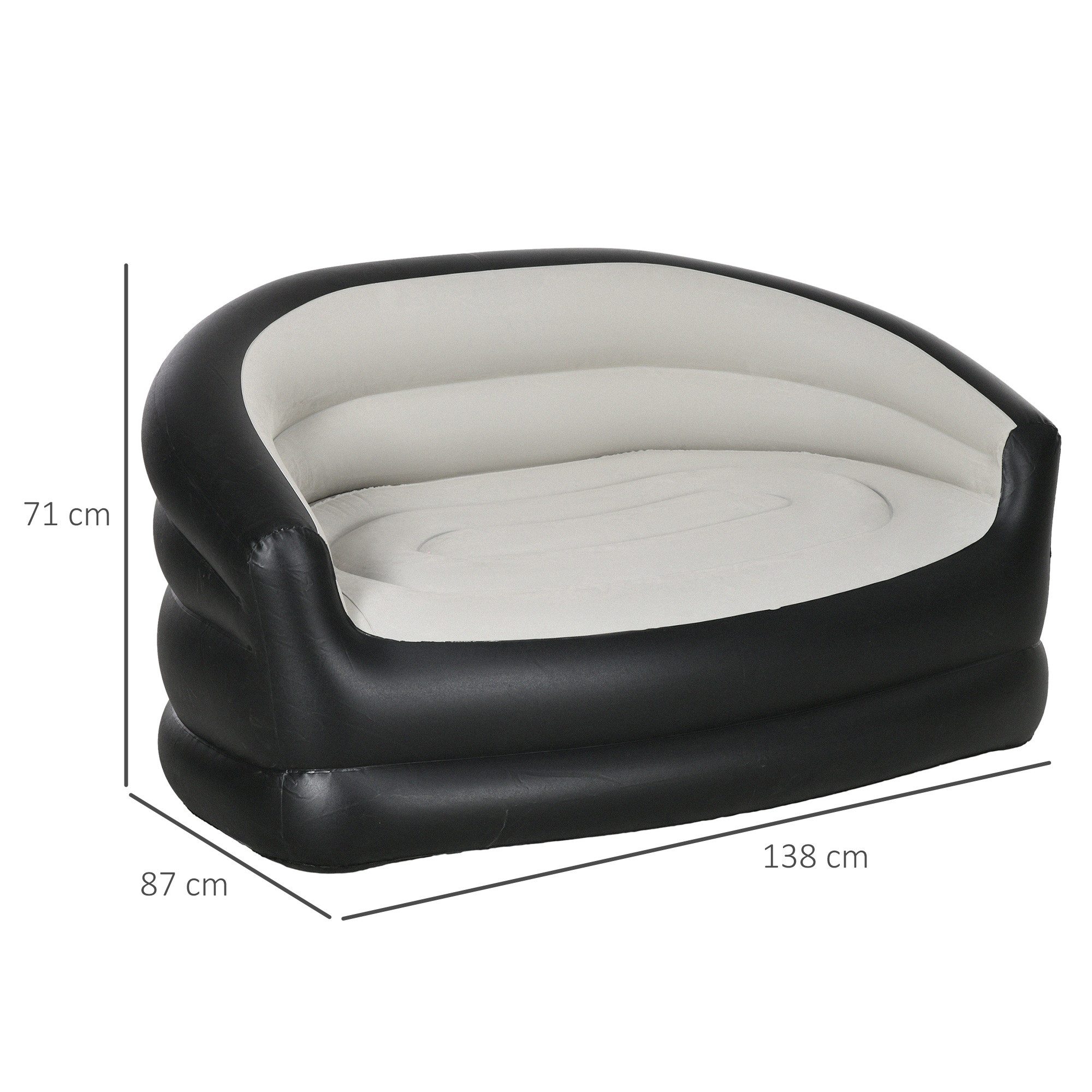 Outsunny Luftsessel Aufblasbares Sofa mit weichem Plüsch, (Luftsofa, 1-tlg., Aufblasbare Couch), für Indoor, Outdoor, Hellgrau, 125 x 100 x 87 cm