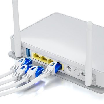 deleyCON deleyCON 15m CAT6 Patchkabel Netzwerkkabel Ethernet LAN DSL Kabel Weiß LAN-Kabel