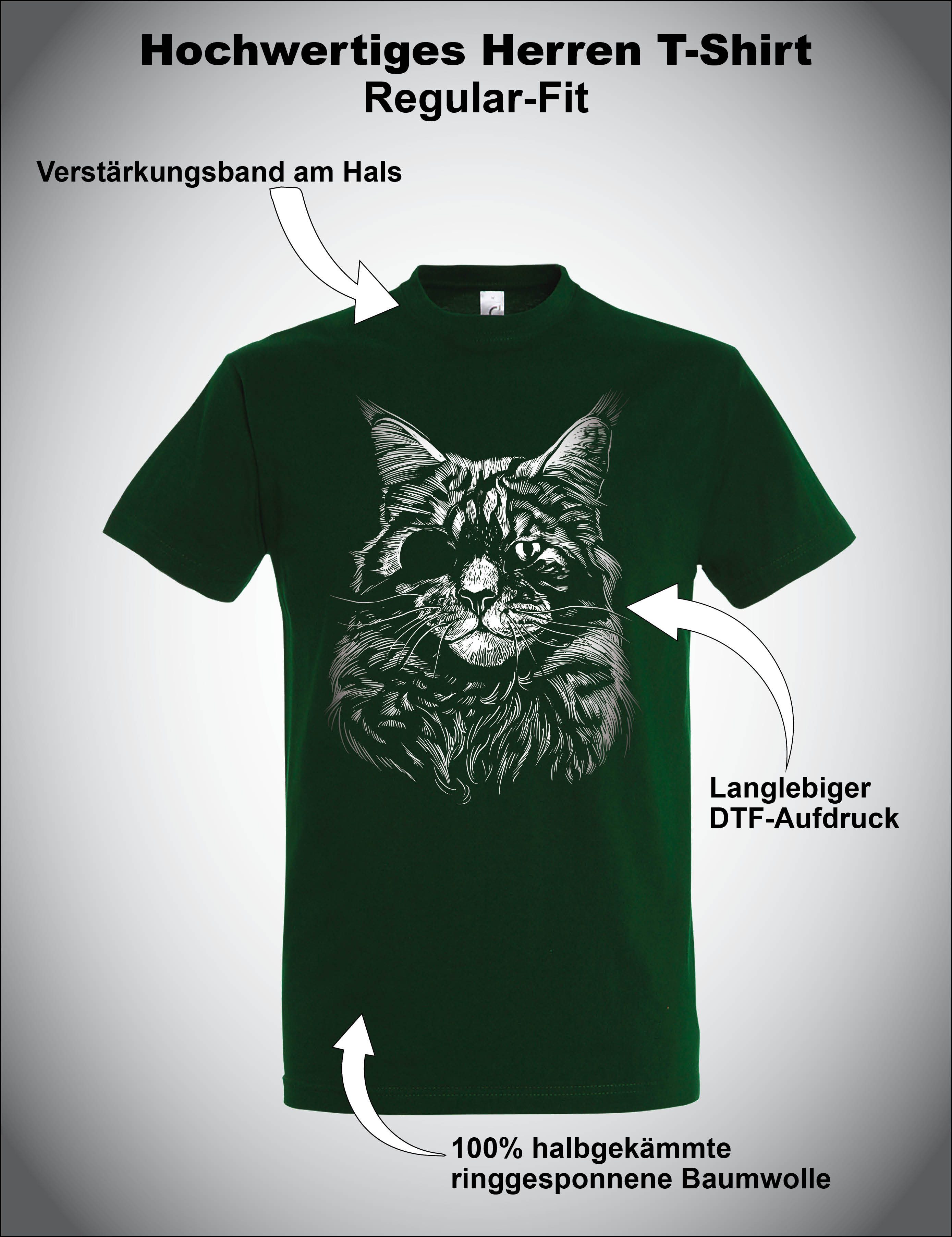Youth Designz Print-Shirt "Katze Augenklappe" Herren T-Shirt Lustigen Print Statement Geschenk mit witzigen und stylischen Aufdruck für Männer