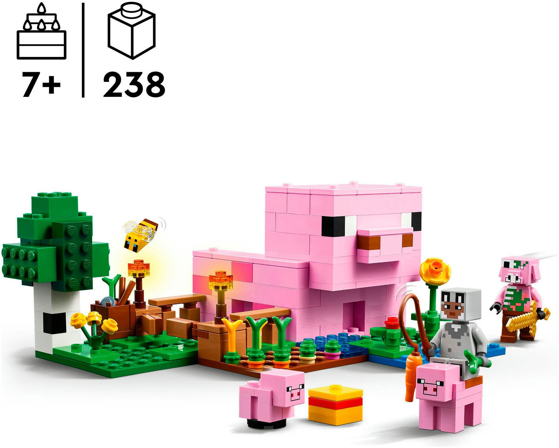 LEGO® Das Babyschwein-Haus (21268), LEGO Minecraft Konstruktionsspielsteine, (238 St), Made in Europe