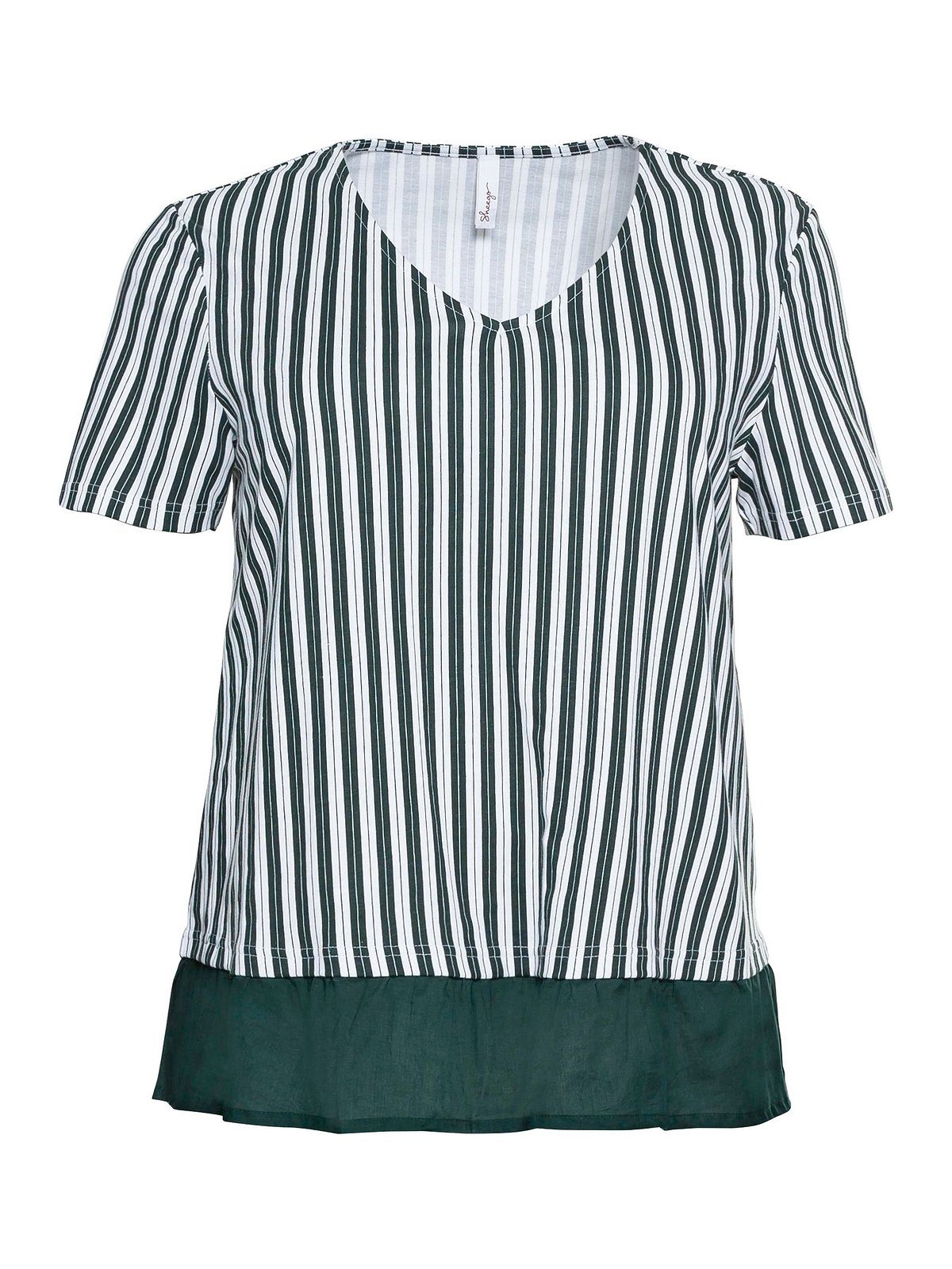 Damen Shirts Sheego Blusenshirt Shirt mit Volant am Saum, in A-Linie