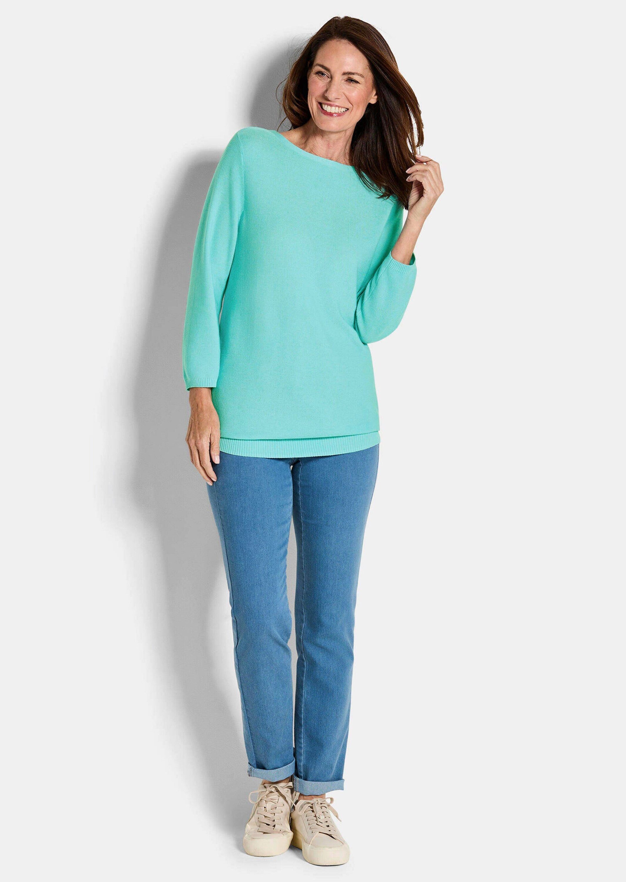 GOLDNER Strickpullover Eleganter Baumwollpullover, Halbarm Leichter Feinstr günstig online kaufen