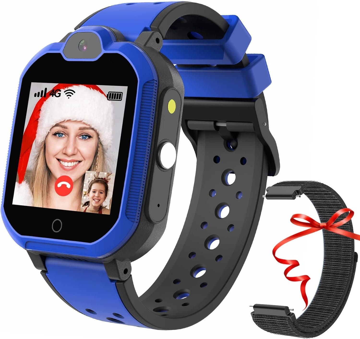 PTHTECHUS Smartwatch (1,4 Zoll, 4G), Kinder 4 G für Mädchen und Mädchen mit  GPS WiFi Videoanruf Sprachchat