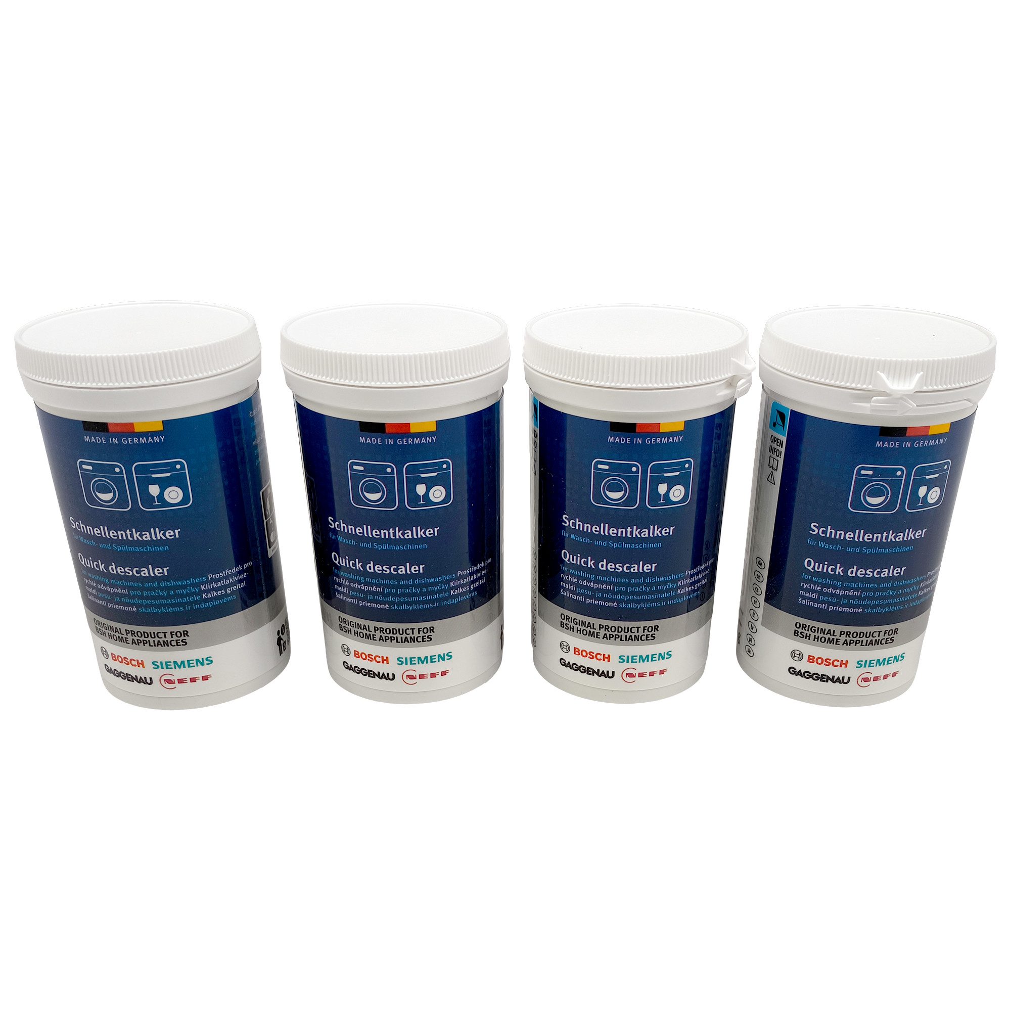 BOSCH Schnellentkalker Set 4x250g 00312351 Entkalker (für Waschmaschine Geschirrspüler)