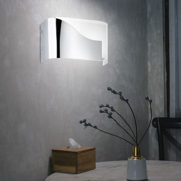 WOFI Wandleuchte, Leuchtmittel nicht inklusive, Wandleuchte Modern Wandlampe Glas Flurlampe Chrom teilsatiniert G9