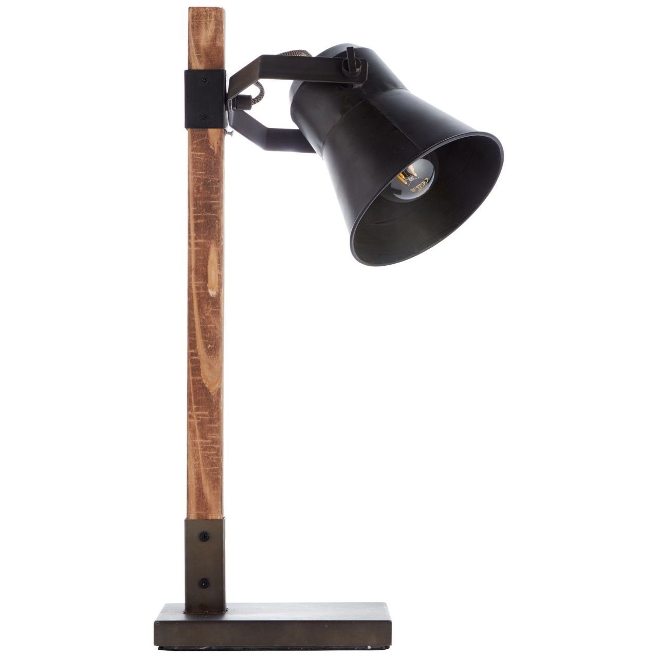 Tischleuchte Plow, Tischleuchte 1x schwarz Lampe E27, geeigne stahl/holz Brilliant 10W, Plow A60,