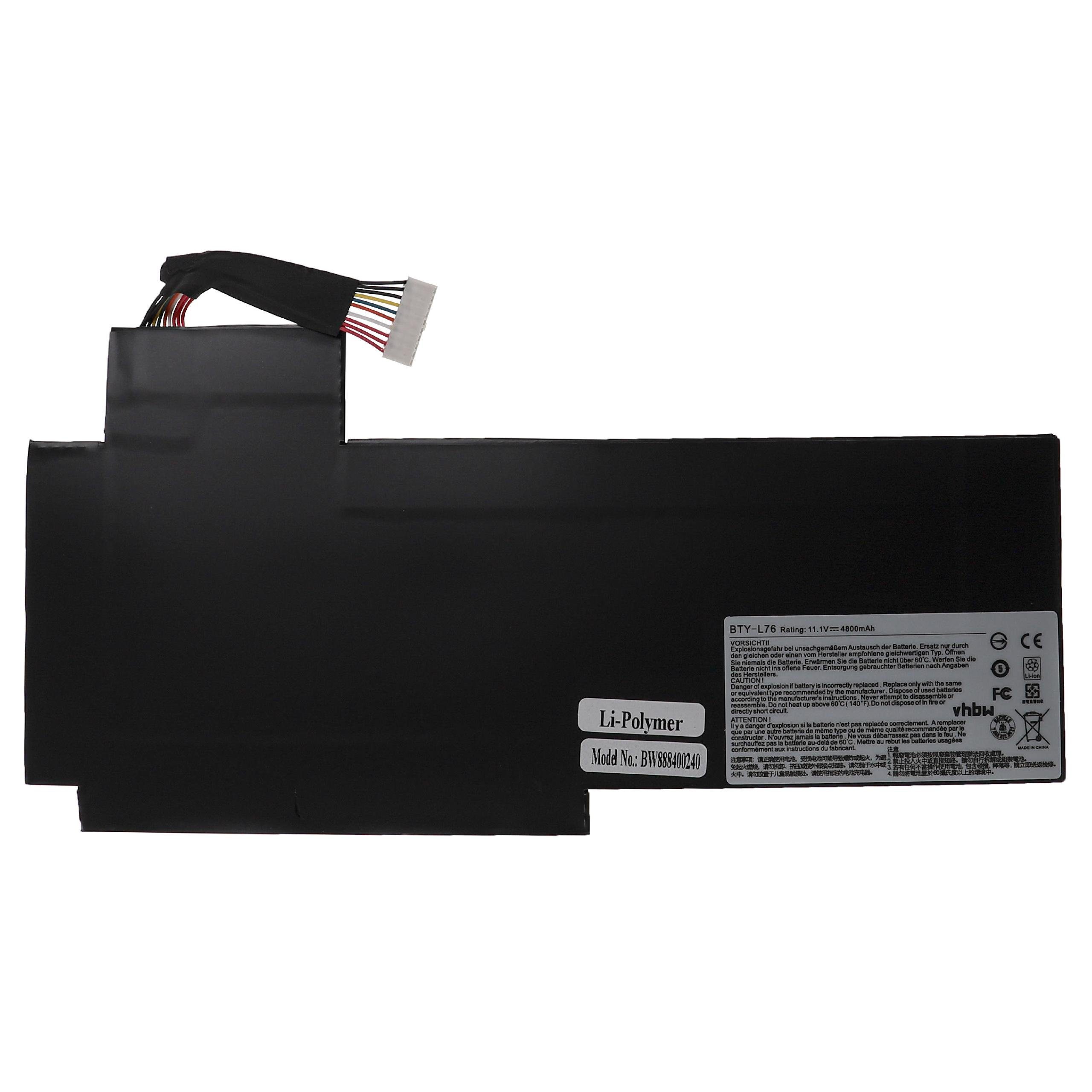 vhbw kompatibel mit Medion Erazer X7615, X7613 Laptop-Akku Li-Polymer 4800 mAh (11,1 V)